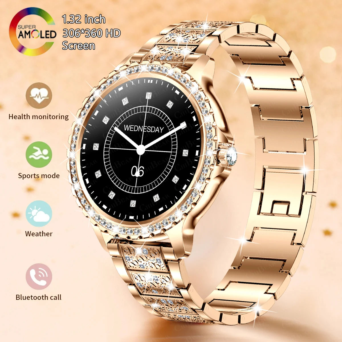 Women Smart Watch Bracelet Custom Dial Heart Rate Voice Call Smartwatch