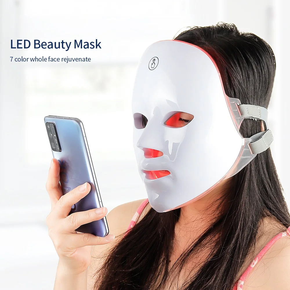 LED Face Beauty Machine 7 Colors Photon Facial Neck Skin