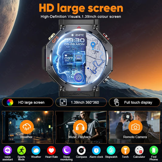 AI Assistant Compass Altimeter Barometer Sport Smartwatch Men